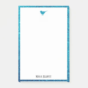 Post-it® Turquoise Faux Parties scintillant Oiseau et front