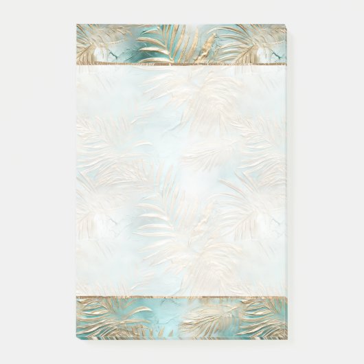 Post-it® Turquoise Glam Gold White Feuilles tropicaux (Devant)
