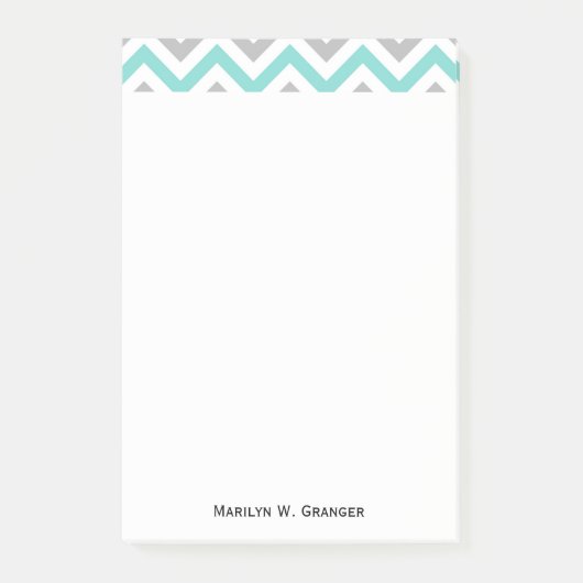 Post-it® Turquoise, Gray, Wht Large Chevron Zig Zag (Devant)