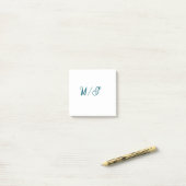 Post-it® Turquoise monogramme nom de couple de mariage simp (Sur un bureau)