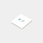 Post-it® Turquoise monogramme nom de couple de mariage simp (Incliné)