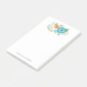 Post-it® Turquoise Orange Floral Greenergie Personal Monogr (Incliné)