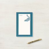 Post-it® Turquoise Peacock Bold Design Art Déco élégant (Sur un bureau)