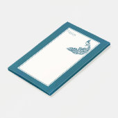 Post-it® Turquoise Peacock Bold Design Art Déco élégant (Incliné)