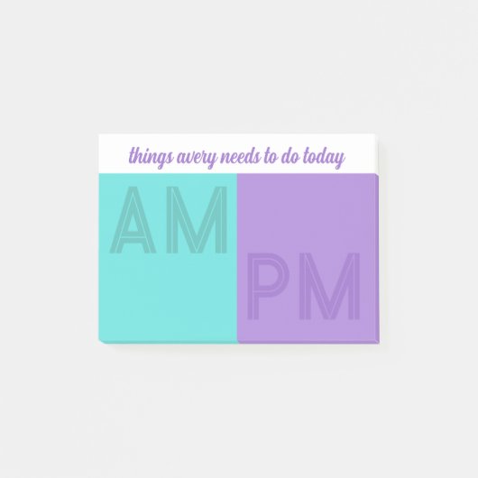 Post-it® Turquoise Purple Things To Do Today AM / PM (Devant)