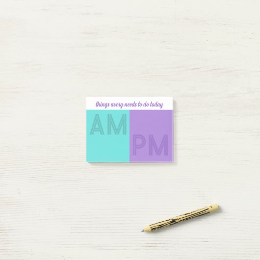Post-it® Turquoise Purple Things To Do Today AM / PM (Sur un bureau)