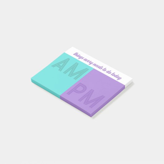 Post-it® Turquoise Purple Things To Do Today AM / PM (Incliné)