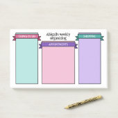 Post-it® Turquoise rose violet mou Étiquettes de ruban Votr (Sur un bureau)