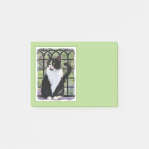 Post-it® Tuxedo Chat dans la peinture de fenêtre Art animal