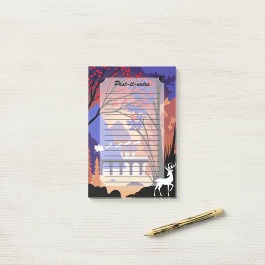 Post-it® Twilight Forest Christmas Santa Sleigh (Sur un bureau)