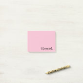 Post-it® typographie bénie rose pastel  (Sur un bureau)