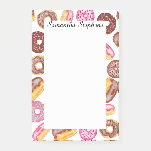 Post-it® Typographie du Donut rose et aquarelle Coupe d'âne (Devant)