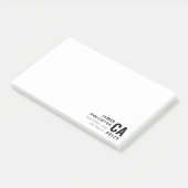 Post-it® Typographie Moderne Blanc & Noir | Nom & Adresse (Incliné)