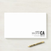 Post-it® Typographie Moderne Blanc & Noir | Nom & Adresse (Sur un bureau)