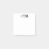 Post-it® Typographie Moderne Blanc & Noir | Nom & Adresse (Devant)