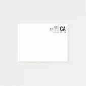 Post-it® Typographie Moderne Blanc & Noir | Nom & Adresse (Devant)