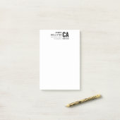 Post-it® Typographie Moderne Blanc & Noir | Nom & Adresse (Sur un bureau)