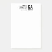 Post-it® Typographie Moderne Blanc & Noir | Nom & Adresse (Devant)
