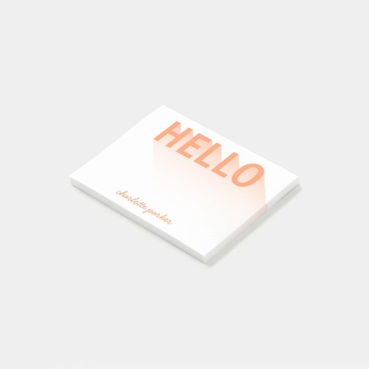 Post-it® Typographie moderne Orange Hello (Incliné)
