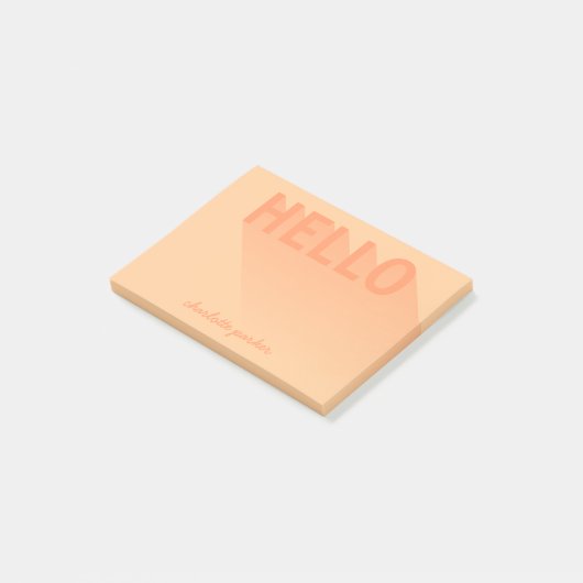 Post-it® Typographie moderne Orange Hello (Incliné)