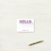 Post-it® Typographie moderne Purple Hello (Sur un bureau)