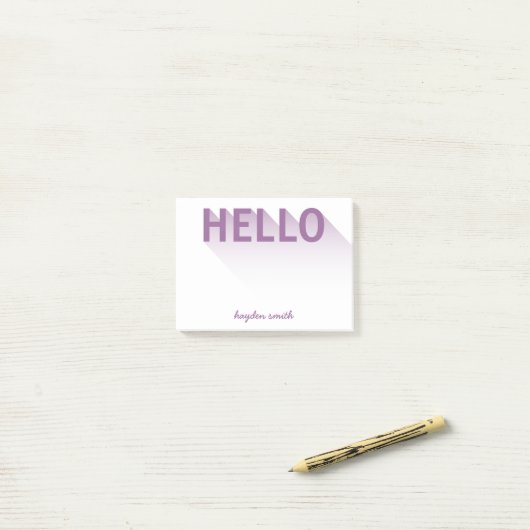 Post-it® Typographie moderne Purple Hello (Sur un bureau)