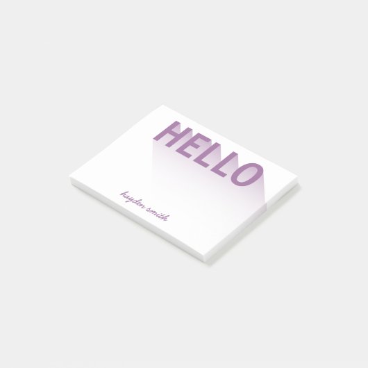 Post-it® Typographie moderne Purple Hello (Incliné)