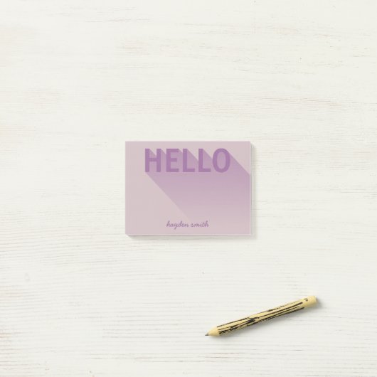 Post-it® Typographie moderne Purple Hello (Sur un bureau)