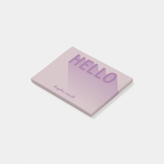 Post-it® Typographie moderne Purple Hello (Incliné)