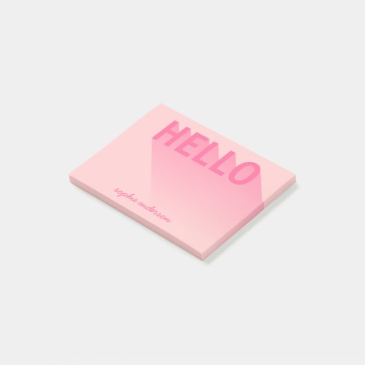 Post-it® Typographie moderne Rose Hello (Incliné)