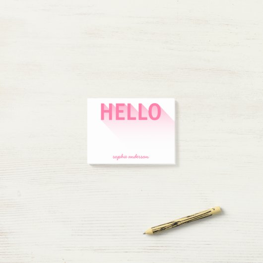 Post-it® Typographie moderne Rose Hello (Sur un bureau)