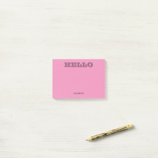 Post-it® Typographie moderne Rose Hello (Sur un bureau)