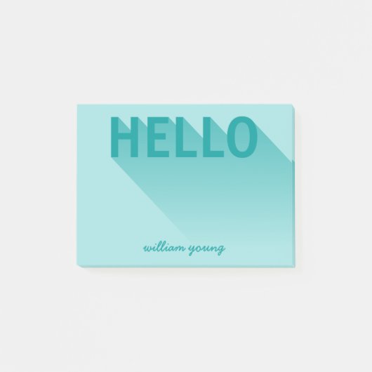 Post-it® Typographie moderne Turquoise Hello (Devant)
