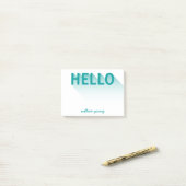 Post-it® Typographie moderne Turquoise Hello (Sur un bureau)