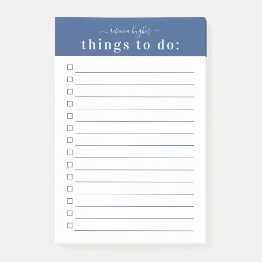 Post-it® Typographie rétro minimale | Monogramme bleu (Devant)