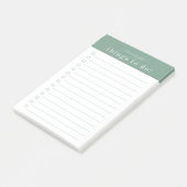 Post-it® Typographie rétro minimale | Monogramme vert (Incliné)