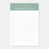 Post-it® Typographie rétro minimale | Monogramme vert (Devant)