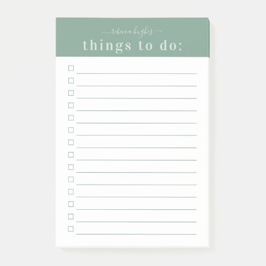 Post-it® Typographie rétro minimale | Monogramme vert (Devant)