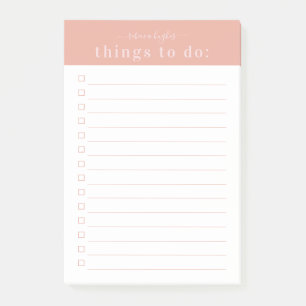 Post-it® Typographie Rétro Minimaliste   Monogramme Rose