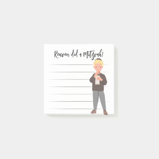 Post-it® Tzedaka Mitzvah Notes - Boy Giving Tzedaka (Devant)