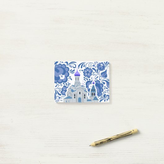 Post-it® Ukrainian Churches of Kiev Blue and White (Sur un bureau)