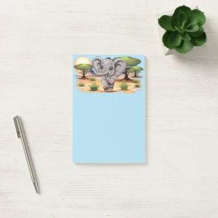 Post-it® Un bébé éléphant qui sonne heureux dans la savane