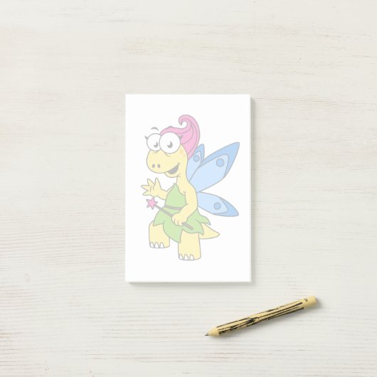 Post-it® Un Dessin Fairysaur Dinosaur. (Sur un bureau)