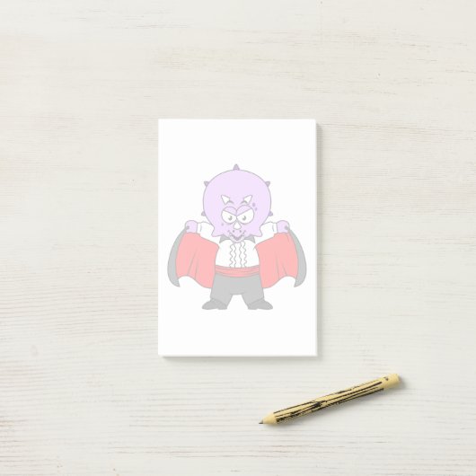 Post-it® Un Dinosaure De Ceratops Habillé Comme Comte Dracu (Sur un bureau)