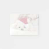 Post-it® Un mignon chien blanc dans un Casquette de Noël ro (Devant)