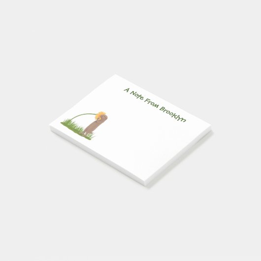 Post-it® Un mignon chien de prairie reniflant la caricature (Incliné)