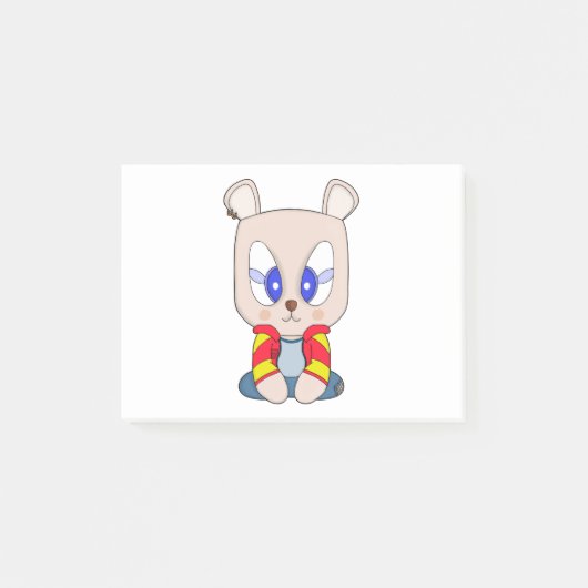 Post-it® Un ours mignon et élégant avec un perçage d'oreill (Devant)