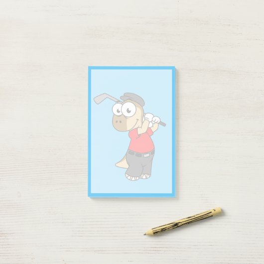 Post-it® Un Pachycéphalosaure Dinosaure Jouer Golf. (Sur un bureau)