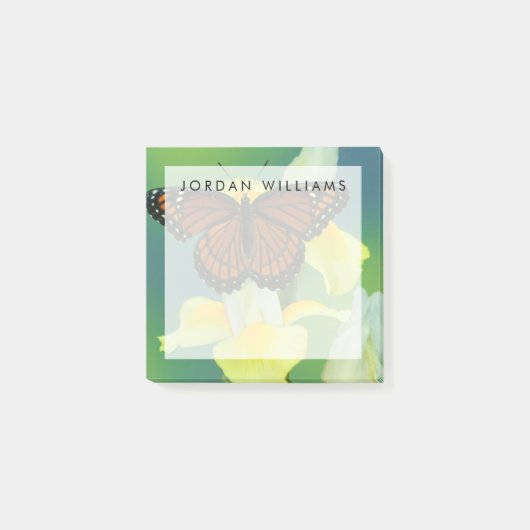 Post-it® Un papillon amiral sur un iris japonais jaune (Devant)