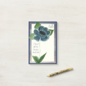 Post-it® Une Grande Note Bleue Gris Fleur D'Un Ami (Sur un bureau)